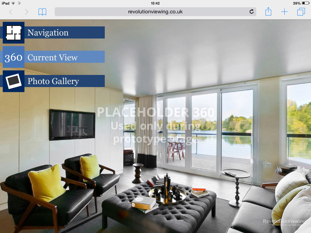 The tour loads in full screen in a new tab, showing help information when the 360 first loads.